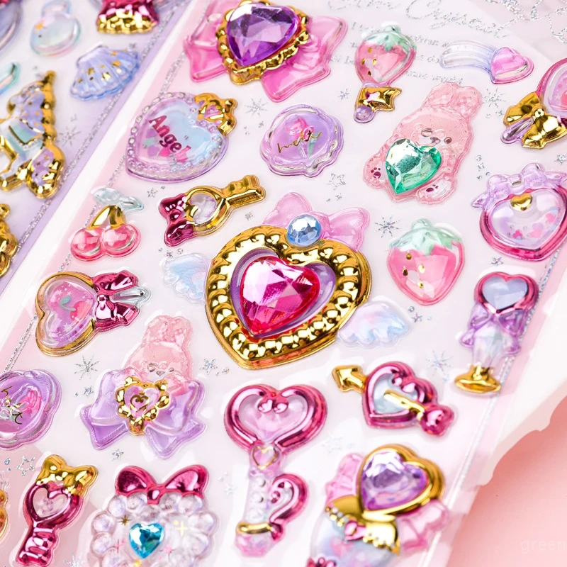 3D Diamond Gemstone Stickers Children's Girls Princess Magic Stick Shiny Stickers DIY Phone Case Decorative Diy Paste Material