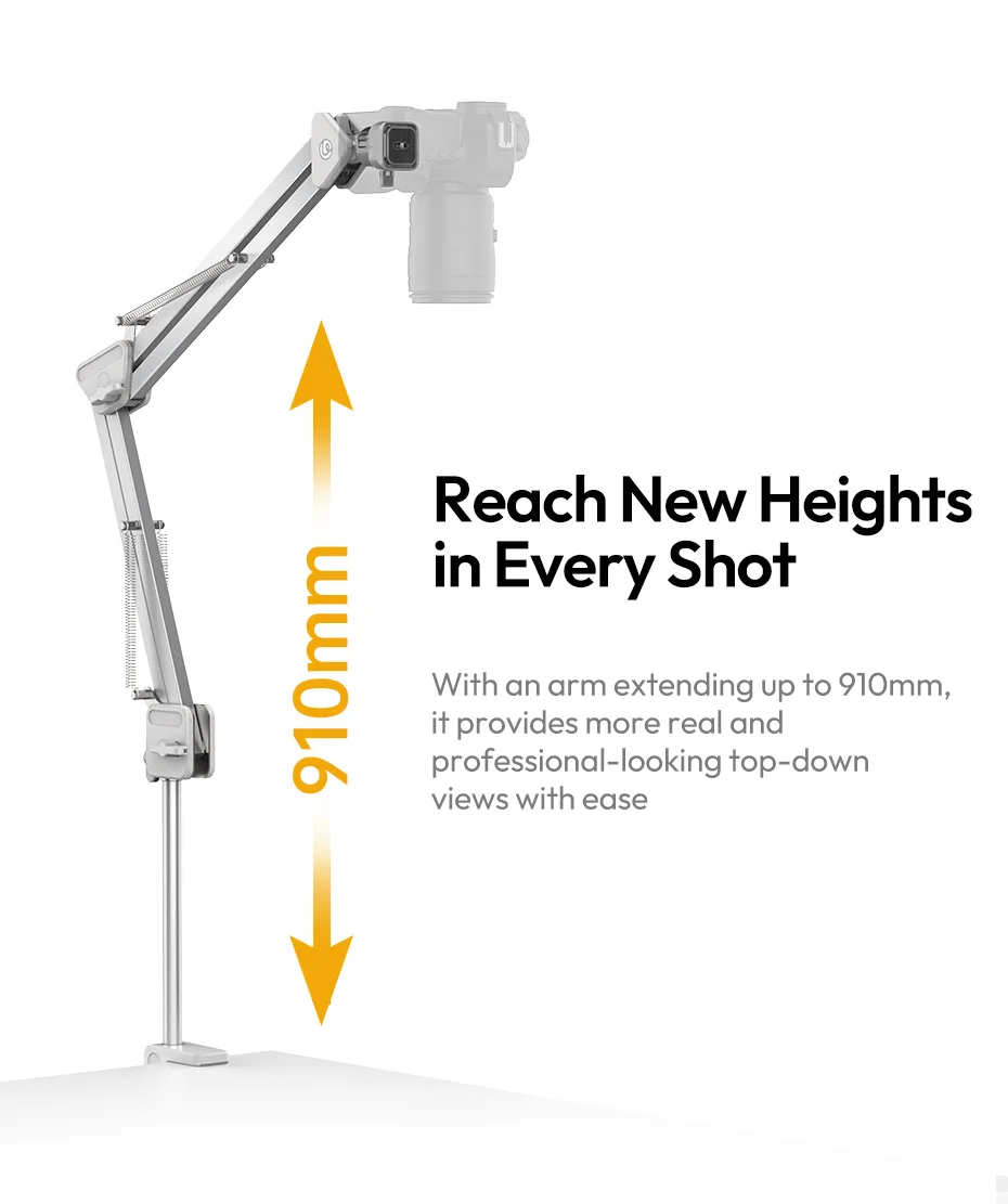 Overhead Camera Mount Microphone Stand Detachable C-clamp 2KG Load for Camera Mi
