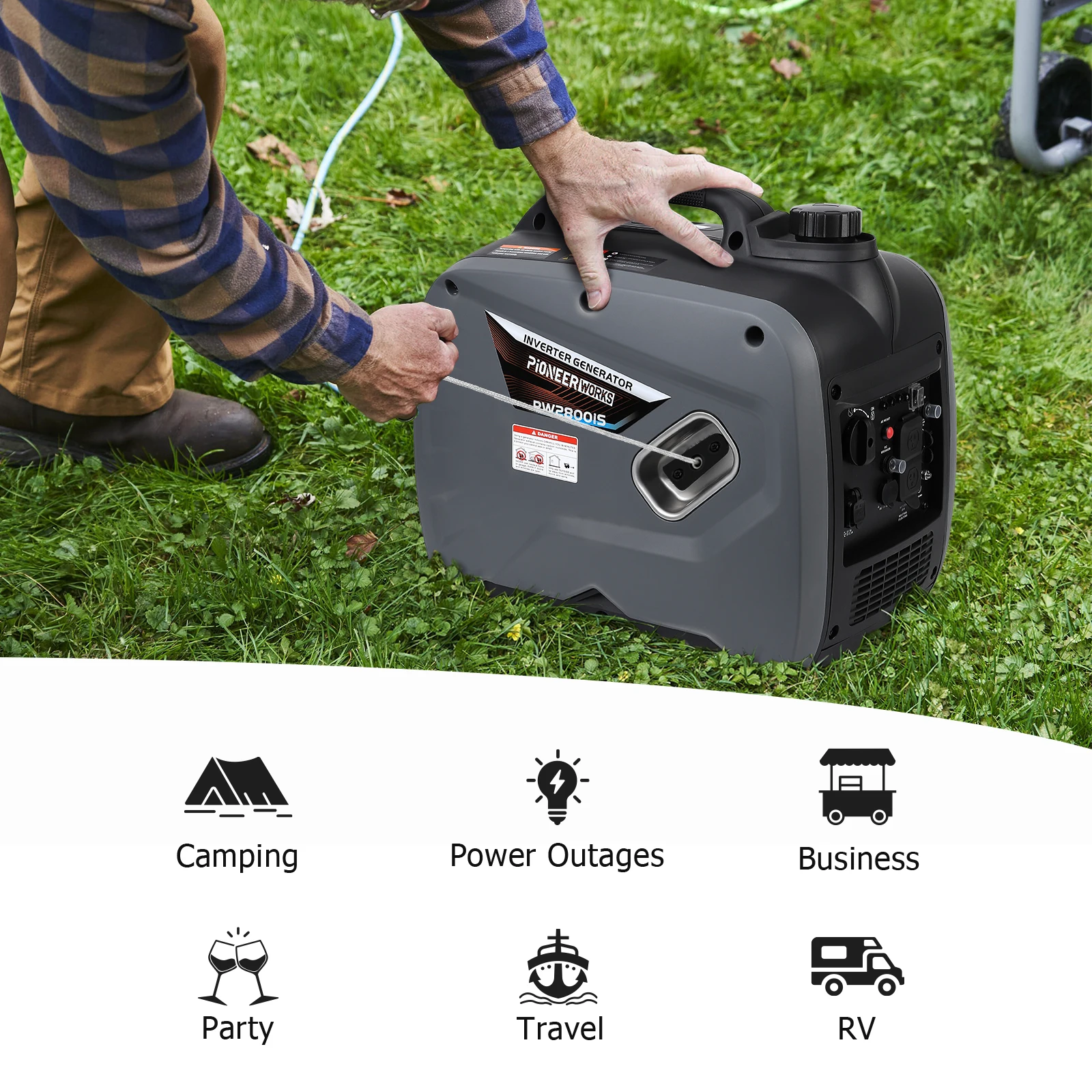 Portable Gasoline generator, fuel generator, low noise, 2500W, suitable for outdoor, camping, home, emergency