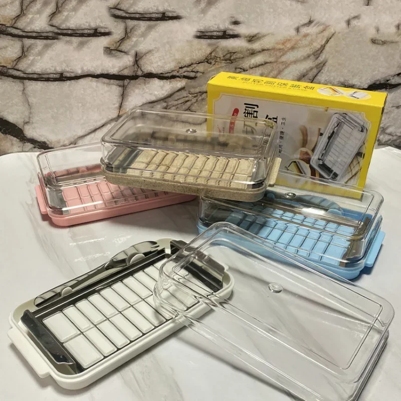 Butter Cutter Stainless Steel Slicer Cheese Tools Glass Butter Keeper Container Box Multifunction Kitchen Storage Accessories