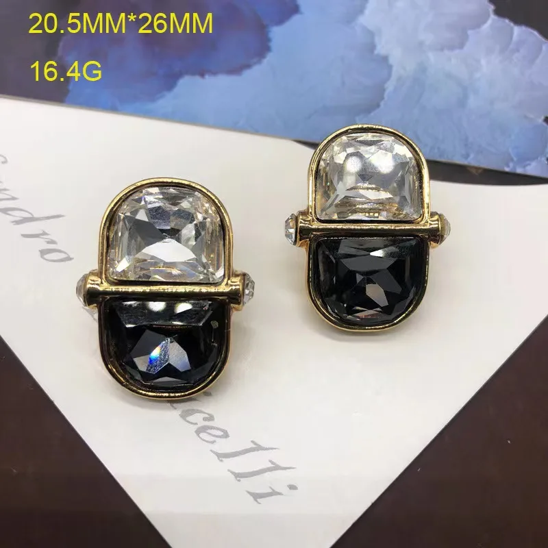 

European and American vintage romantic patchwork cut imitation gemstone versatile elegant temperament earrings