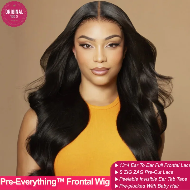 Pre-Everything™ Body Wave Glueless Frontal Human Hair Wig Preplucked Ready To Wear and Go 13x4 Lace Frontal Human Hair Wig