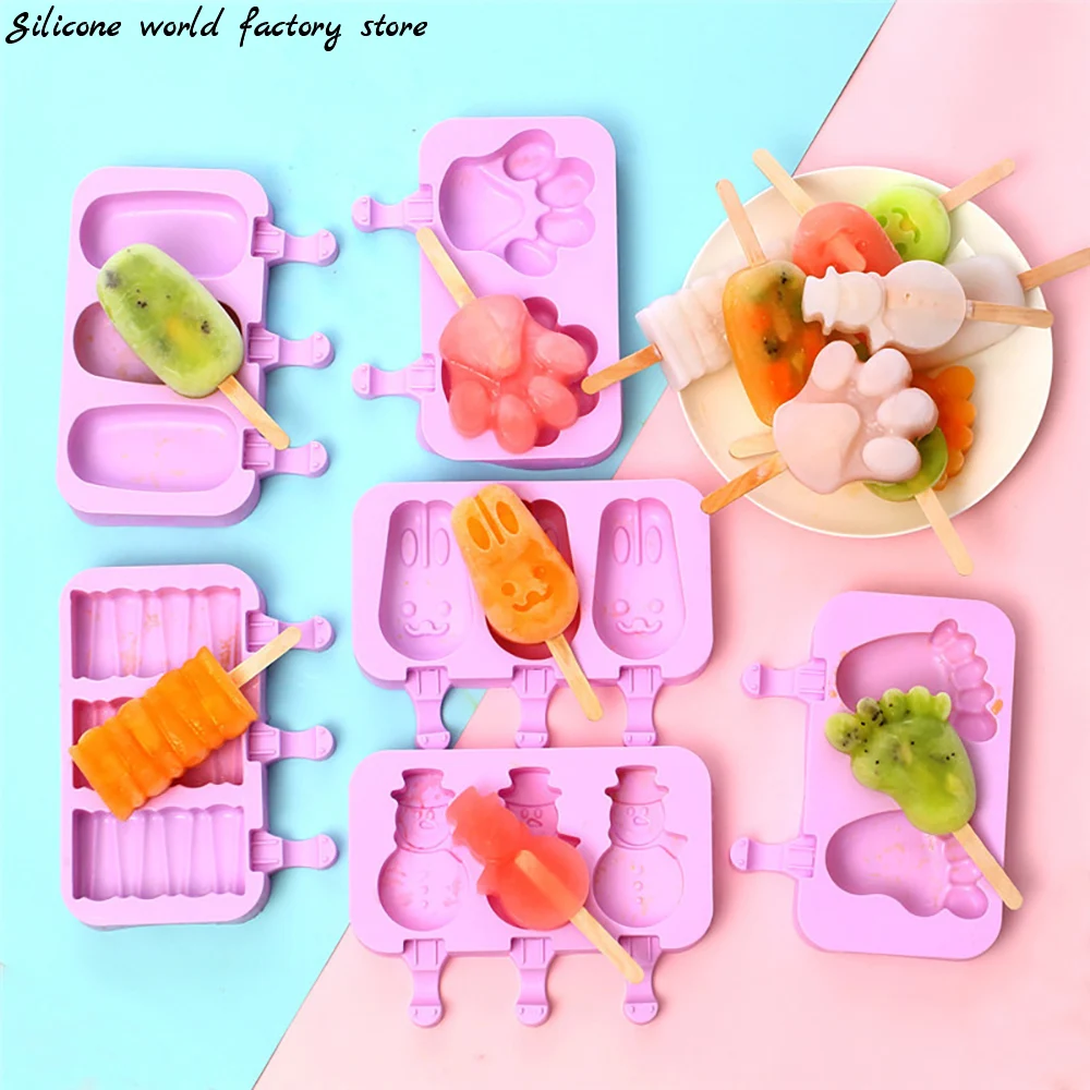 Silicone world 8/4/3 Hole Silicone Mold Silicone Ice Cream Mold Popsicle Molds DIY Ice Cream Mould Ice Pop Maker Mould Ice Tray