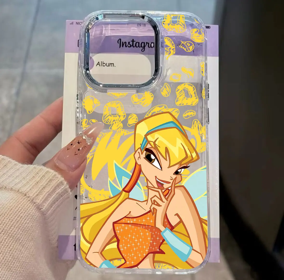 Fashionable Transparent Phone Case with Lovely Ins W-winxs Clubs Design