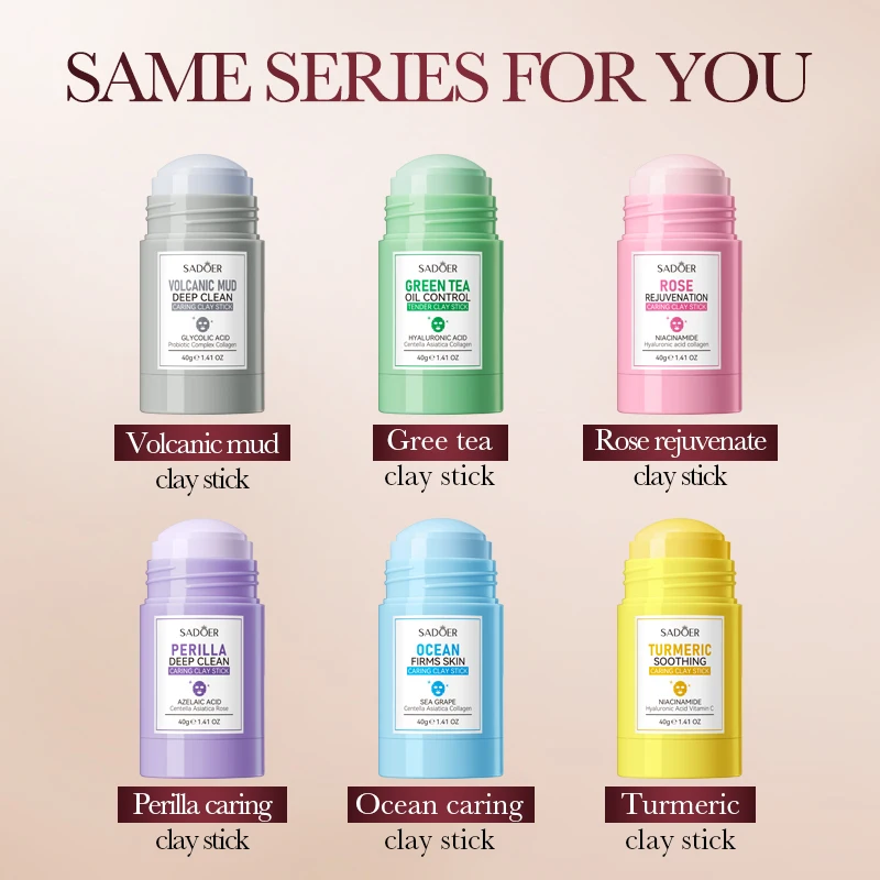 SADOER Rose Face Masks Stick Clay Mask Shrink Pores Deep Blackhead Remover Facial Cleansing Moisturizing