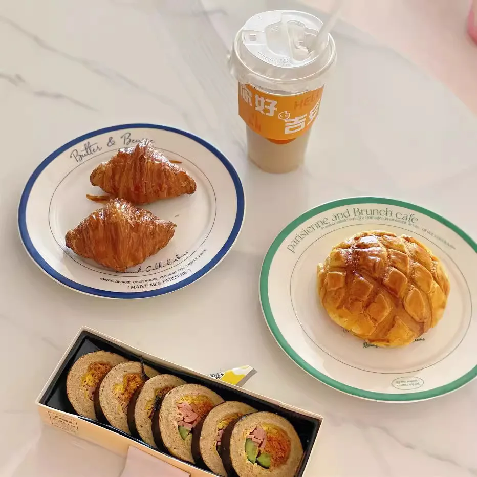 프랑스 요리 개별적으로 간단한 라운드 세라믹 아침 식사 디저트 접시 스테이크 접시 홈 접시 접시 고온 방지
