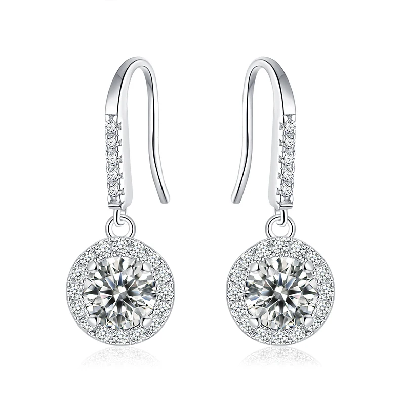 

925 Sterling Silver Drop Earrings 0.5-1CT Moissanite Gemstone Earring Anniversary Wedding Fine Jewelry Gift For Women Wholesale
