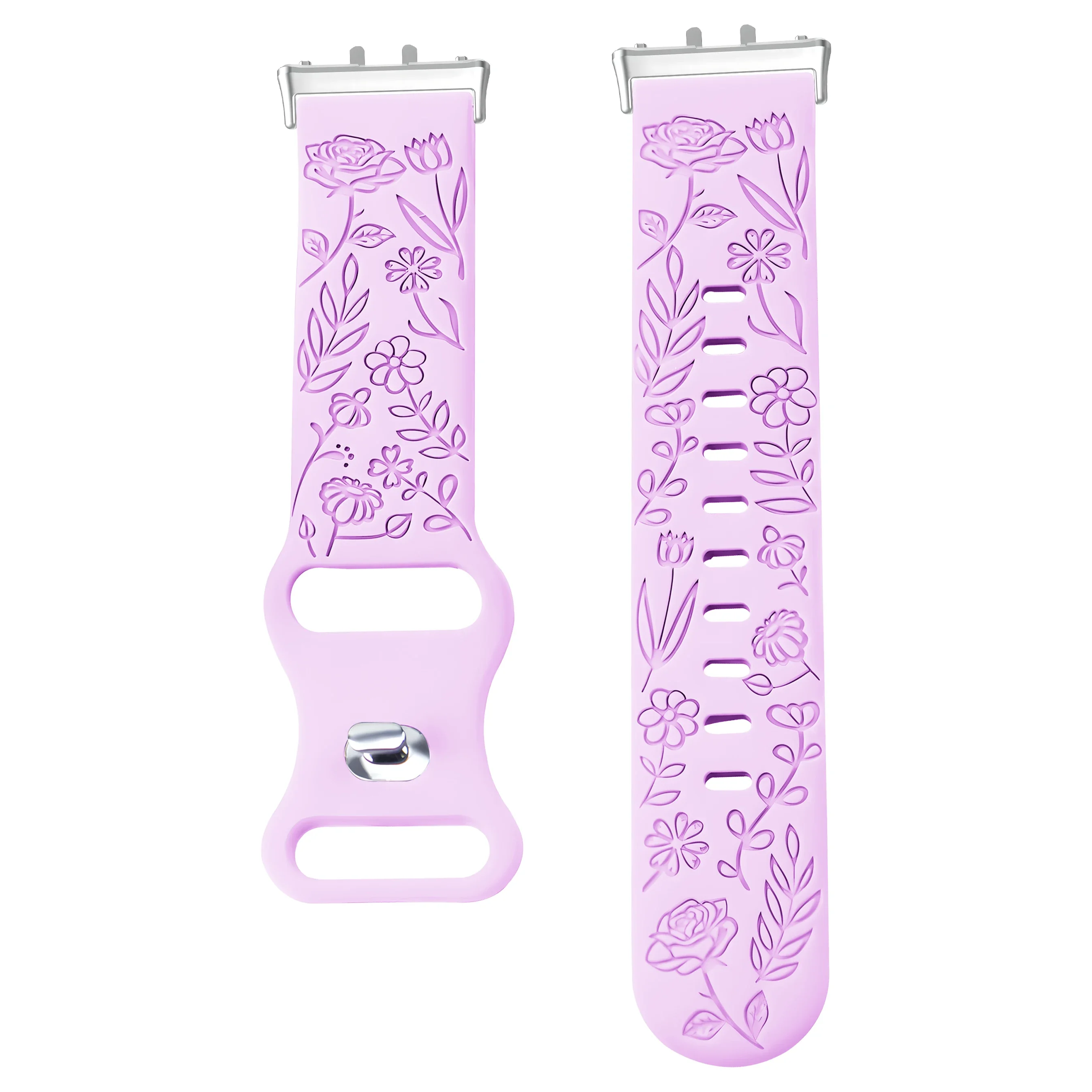 Floral Design Silicone Engraving Watch Strap Bracelet