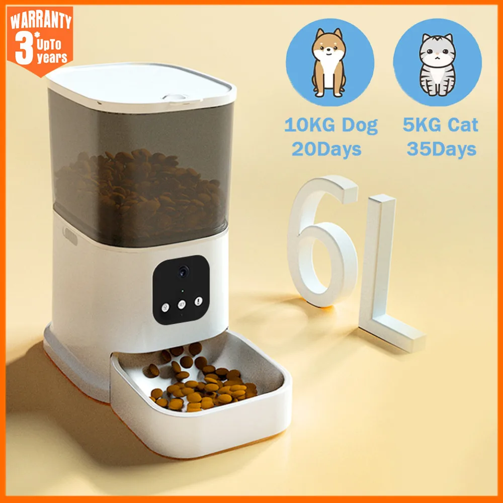 

6L Automatic Feeder Timing With Camera Video Smart Pet Feeder For Cats Dogs Intelligent Dry Food Dispenser Voice Recorde Bowl