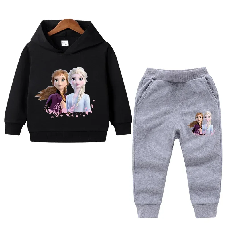 thumbnail image 1 of Ropa de primavera para niños, suéter de manga larga con capucha y pantalón de Frozen Elsa para niñas, conjuntos de 2 piezas, ropa para niñas pequeñas, 1 of 5