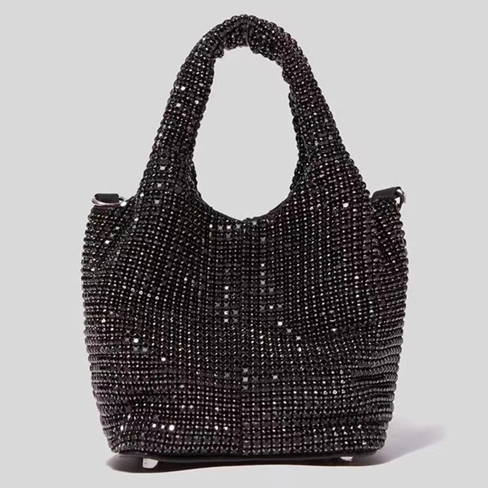 

Luxury Brands Diamonds Bucket Bag Handbag Designer Patchwork Crossbody Bags for Women Rhinestone Shoulder Bag Party Evening Bags