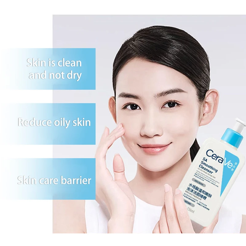 CeraVe SA Cleanser Salicylic Acid Cleanser with Hyaluronic Acid Niacinamide & Ceramides BHA Exfoliant for Face 236ml