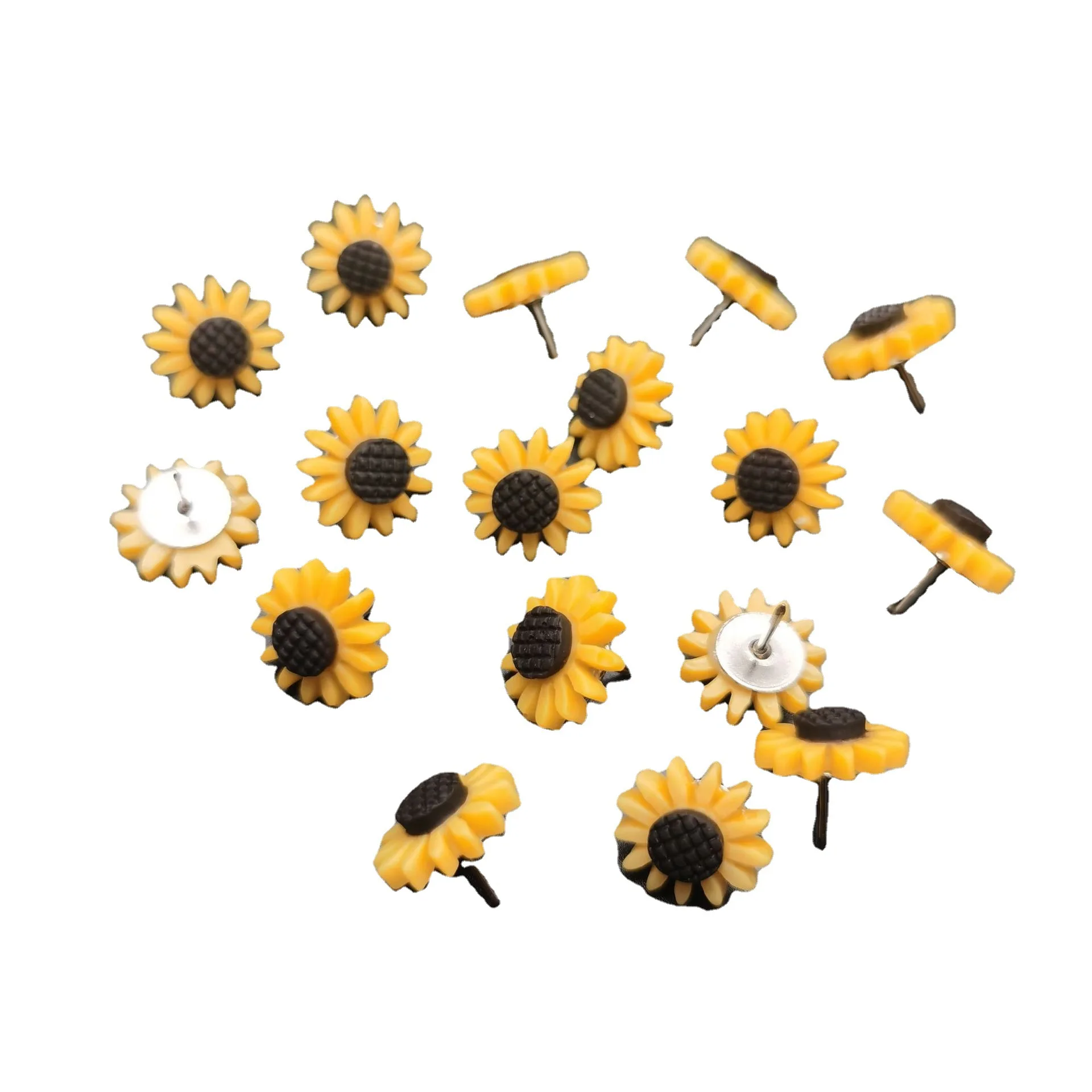 Push Pins Thumbtack Sunflower Shape Push Pins Thumb Tacks for Notice Board Cork Board Paper Photo Wall Studs Pins Sationery Office Supplie