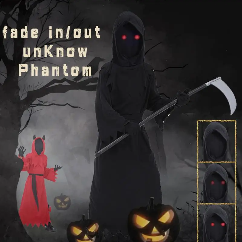 Halloween Costumes Cosplay Set for Boys Role Playing Death Costume Black Death & Red Fiend Dress up Clothes accessory