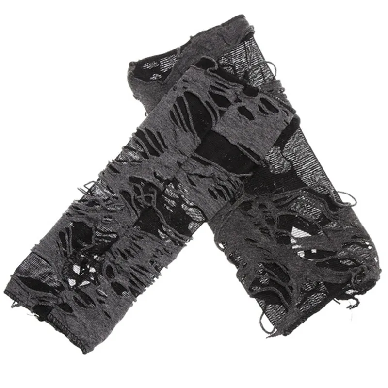 Unisex Gothic Black Gloves Fingerless Long Glove For Women Men Sexy Festival Gloves Mittens Clubwear Dance Cosplay Accessories