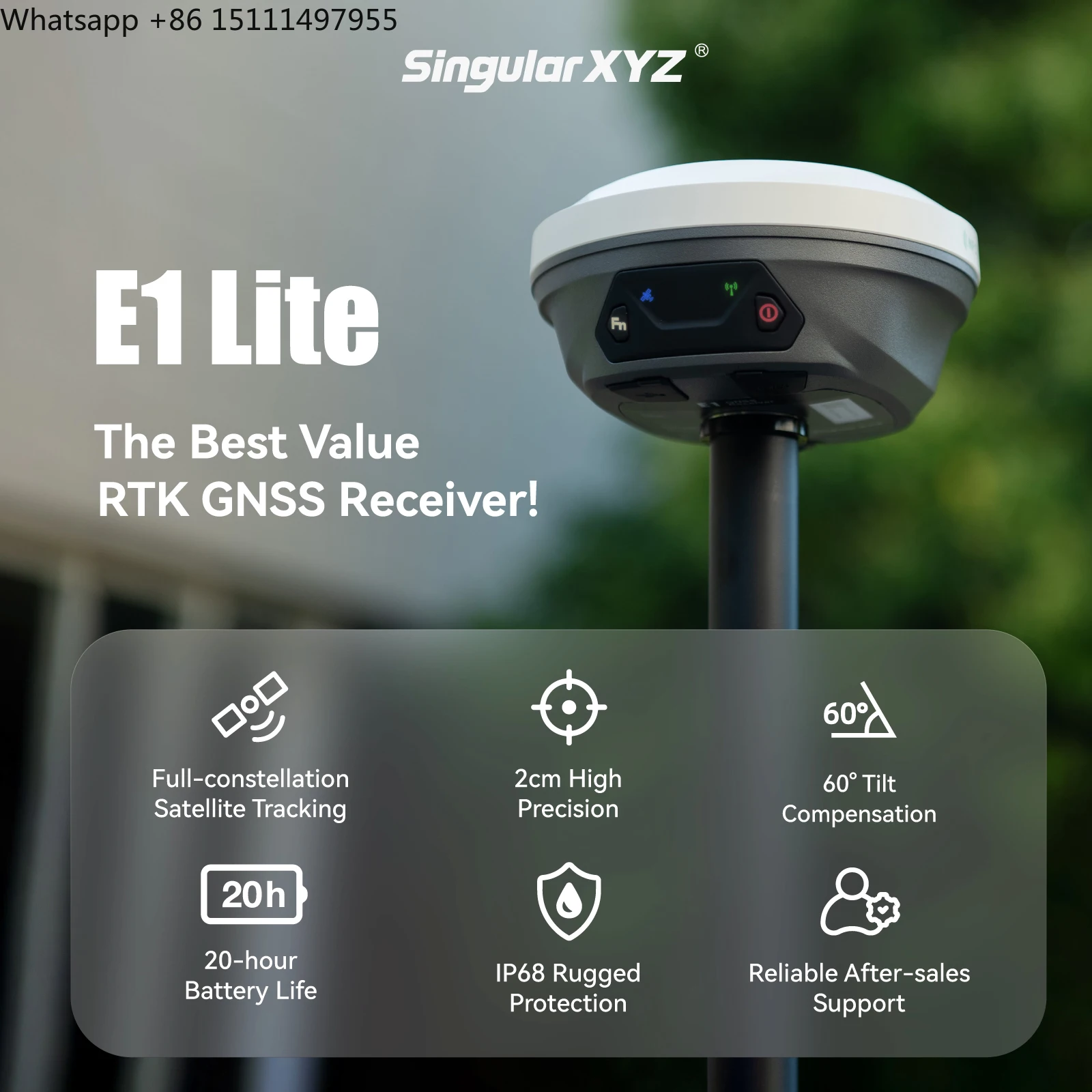 싱귤러XYZ RTK E1 라이트 GNSS 베이스 로버 1년 우선 지원 토지 측량 GNSS 수신기 (악조건 환경용)
