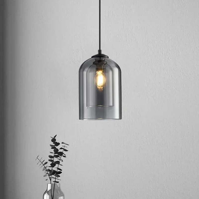 Modern Loft Glass Lustre Pendant Light LED Nordic Hanging Industrial Decor Lights Fixtures E27/E26 for Kitchen Restaurant Lamp 2