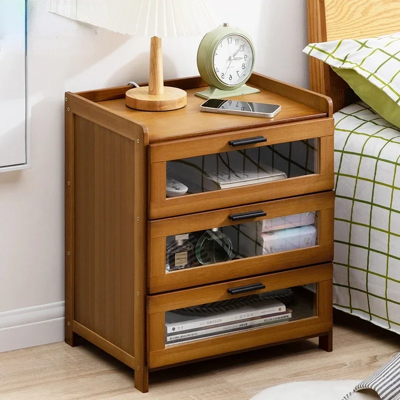 Luxurious Bedside Table: Multi-Layer Coffee Table, Two-Way Sliding Doors, Elegant Bedroom Furniture, Nightstand with Drawers