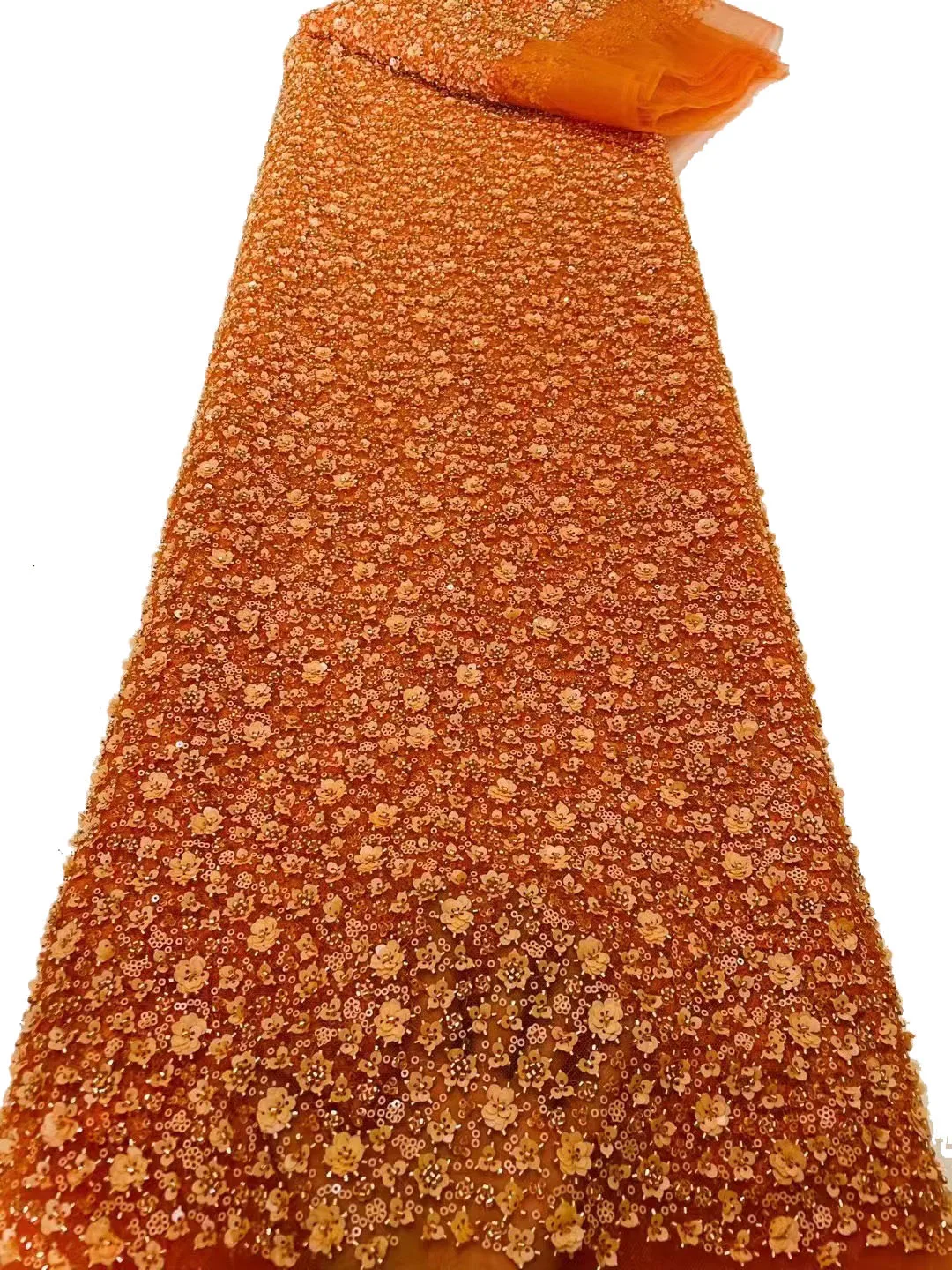 

Новинка 2023, изящная Тяжелая промышленная ткань с 3D цветочной вышивкой, роскошное свадебное платье с бусинами, модное вечернее платье/5 ярдов