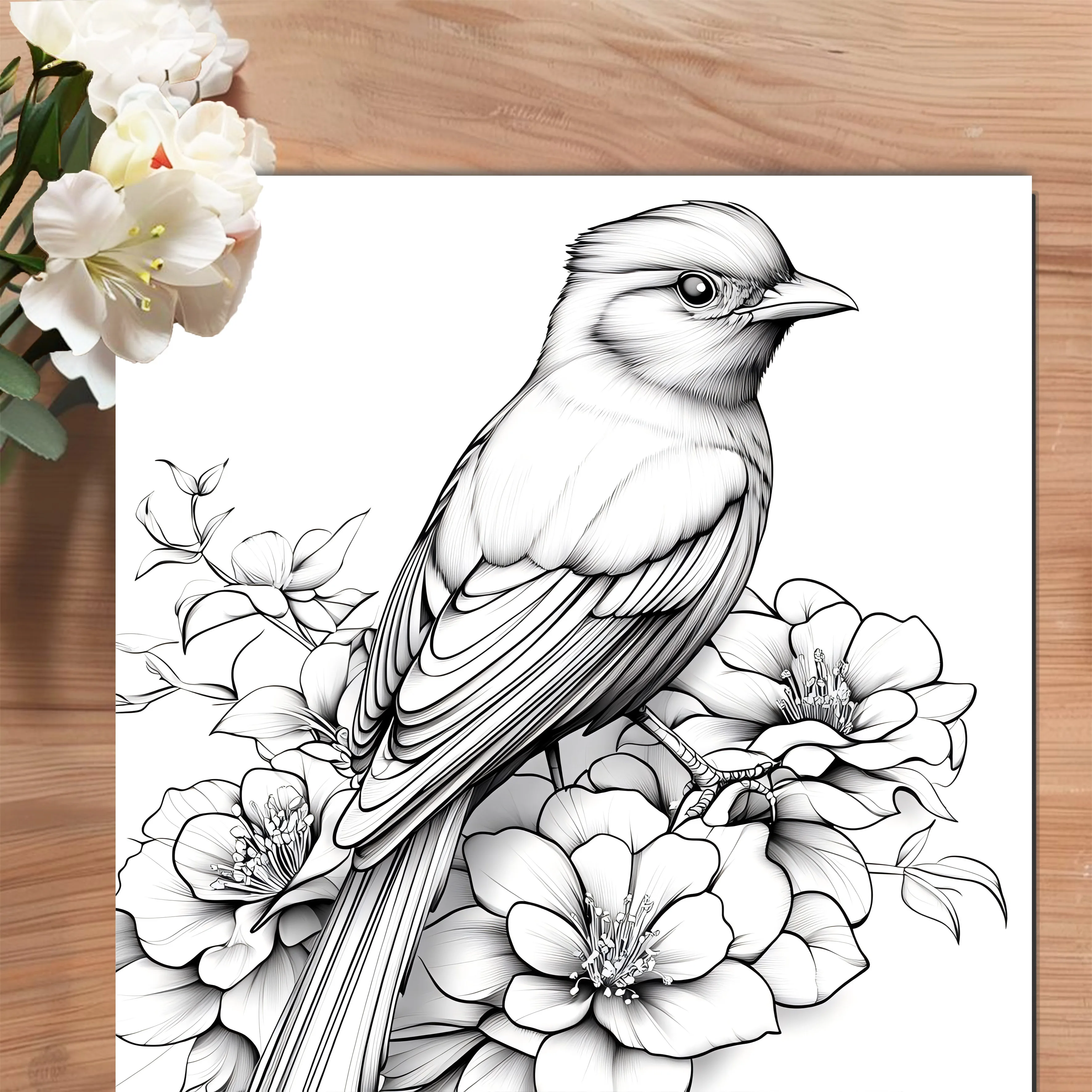 Flowers and Birds Colouring Book Adult Picture Book Original Design 2