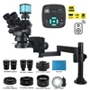3.5-200X Simul-Focal Stereo Trinocular Microscope 4K 48MP 1080P HDMI VGA USB Video Camera Clamp Folding Extension Type Base Set 1