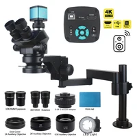3.5-200X Simul-Focal Stereo Trinocular Microscope 4K 48MP 1080P HDMI VGA USB Video Camera Clamp Folding Extension Type Base Set 1