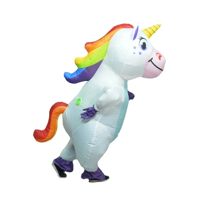 

Inflatable Unicorn Mascot Costume Halloween Carnival Rainbow Role Play Set