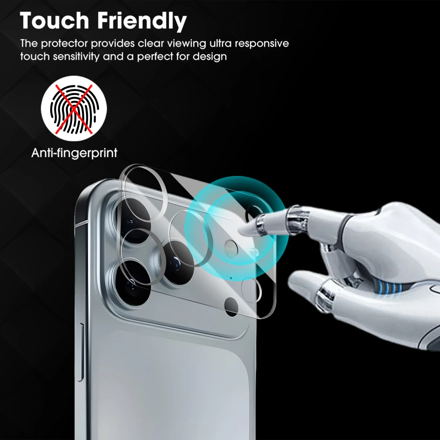Premium 4-in-1 Tempered Glass Back Protector with 9H Camera Lens Film