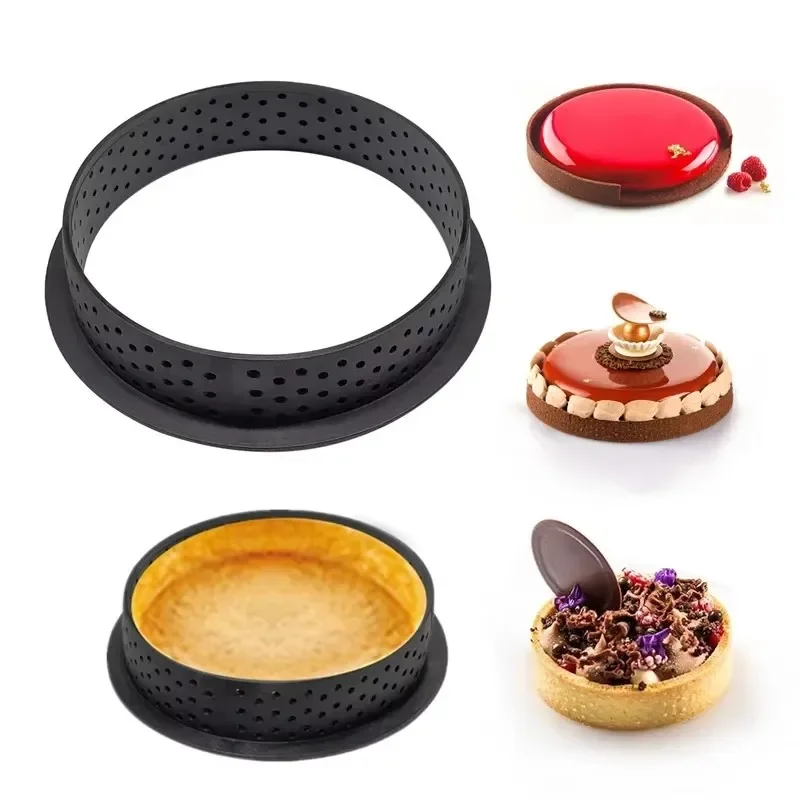 DIY Tart Ring Perforated Cake Mold 10PCS Round Mousse Circle Ring French Dessert Bakeware Cutter Pastry Decorating Tools
