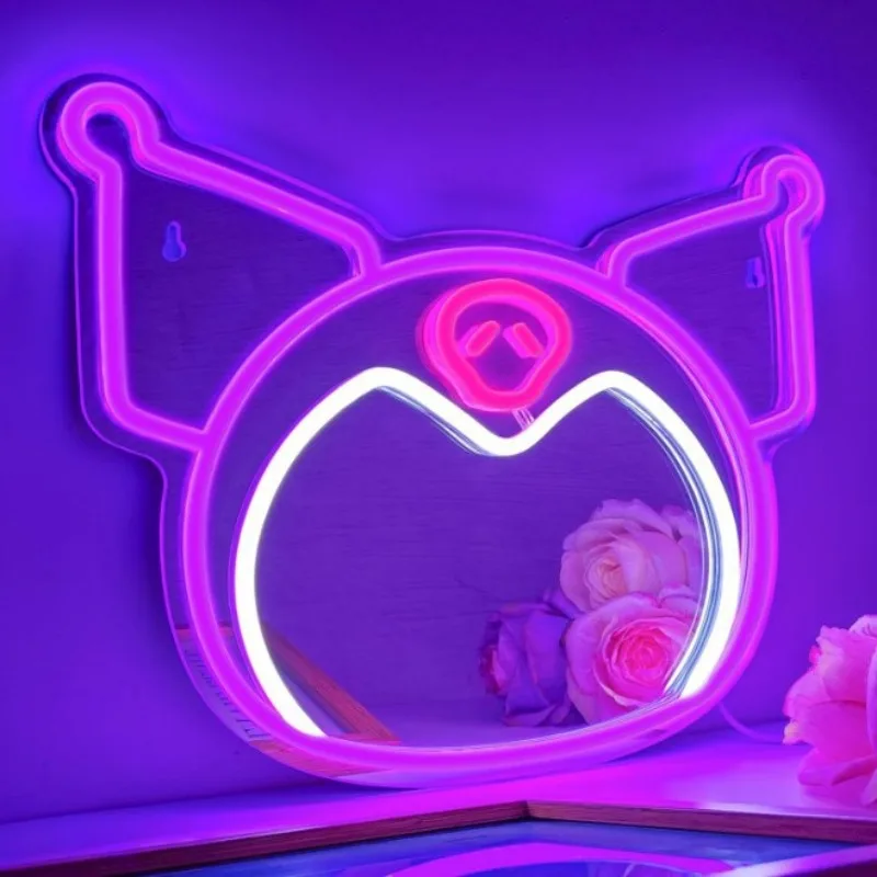 Explosive Personality Creative Led Love Mirror Neon Light Cat Makeup Mirror Acrylic Light Desk Vanity