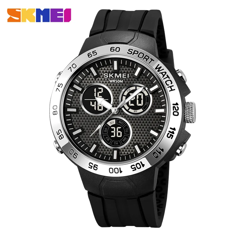 

SKMEI 3 Time Waterproof Countdown Sport Men Watches Fashion Back Light Display Digital Calendar Stopwatch Alarm Wristwatch Clock