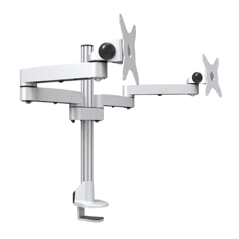 Aluminum Alloy Full Motion Dual Monitor Mount Holder StandCable Management Free Lifting Retractable Bracket