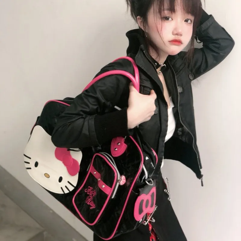 

Sanrio Hello Kitty Bags New PU Luxury Designer Handbags Women Y2k Fashion Babes Shoulder Messenger Bag Female Tote Bags