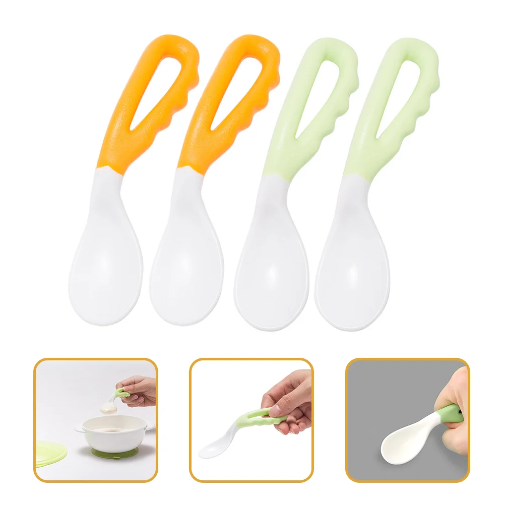 

4pcs Curved Baby Spoons Toddler Training Spoons Toddler Utensils Baby Tableware