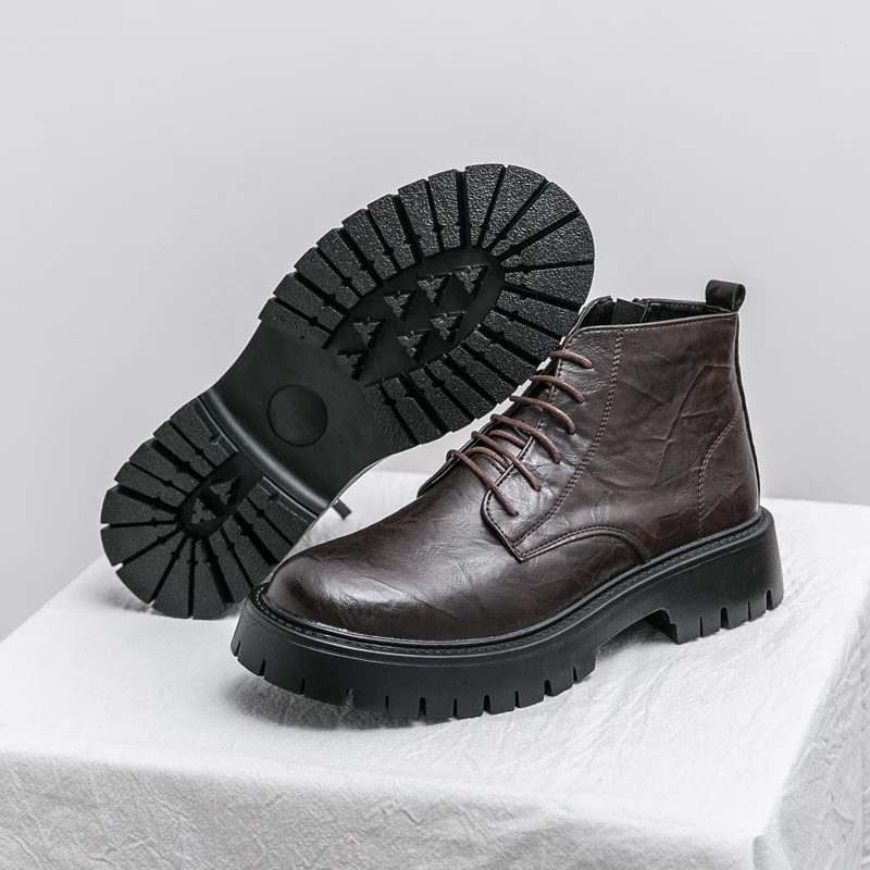 Zapatos altos para hombre al aire libre, Botas de tobillo de cuero para ...