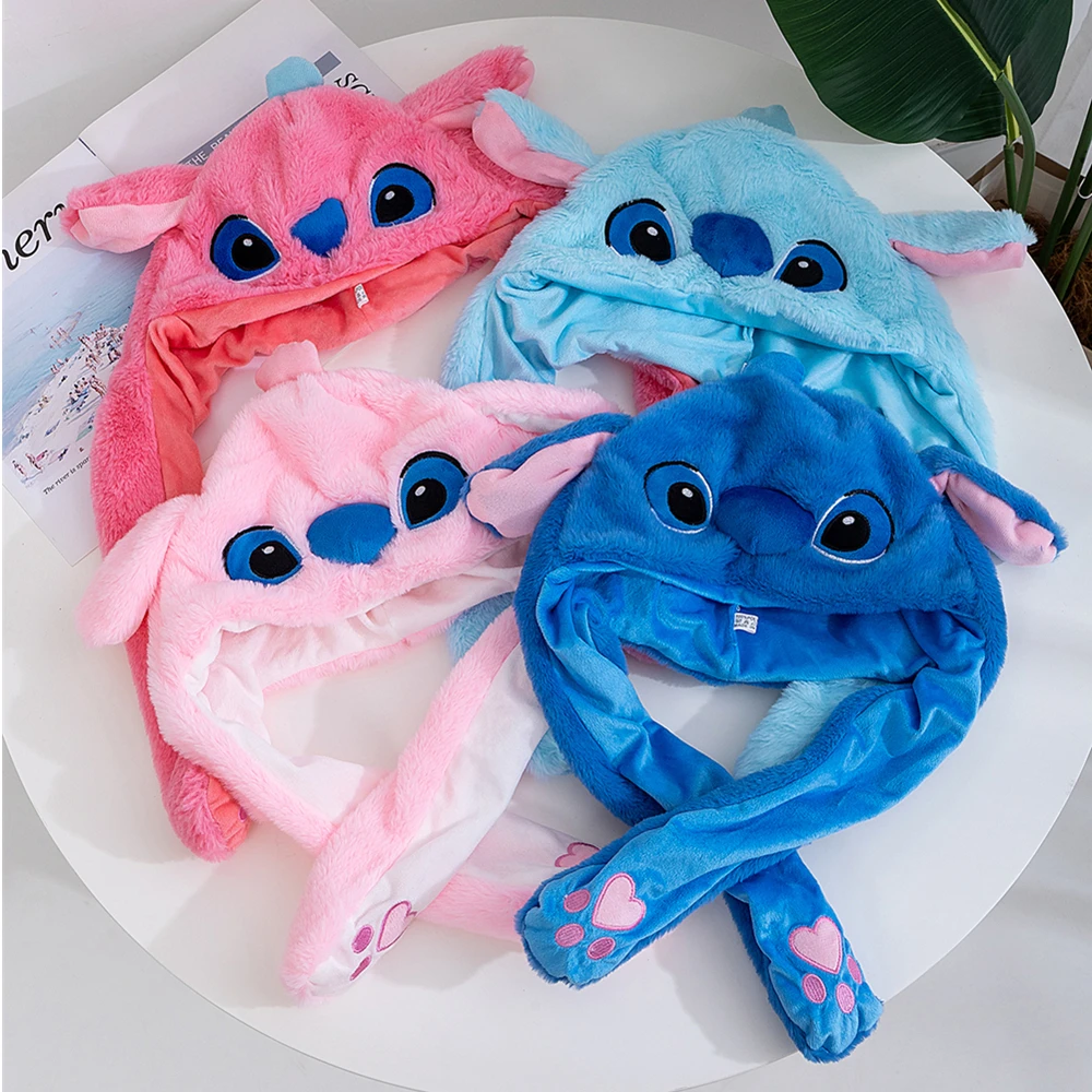 New Style Cute Stitch Ear Moving Up Plush Hat Women Girls Funny Cap Rabbits Ears Winter Lovely Plush Hat Gifts