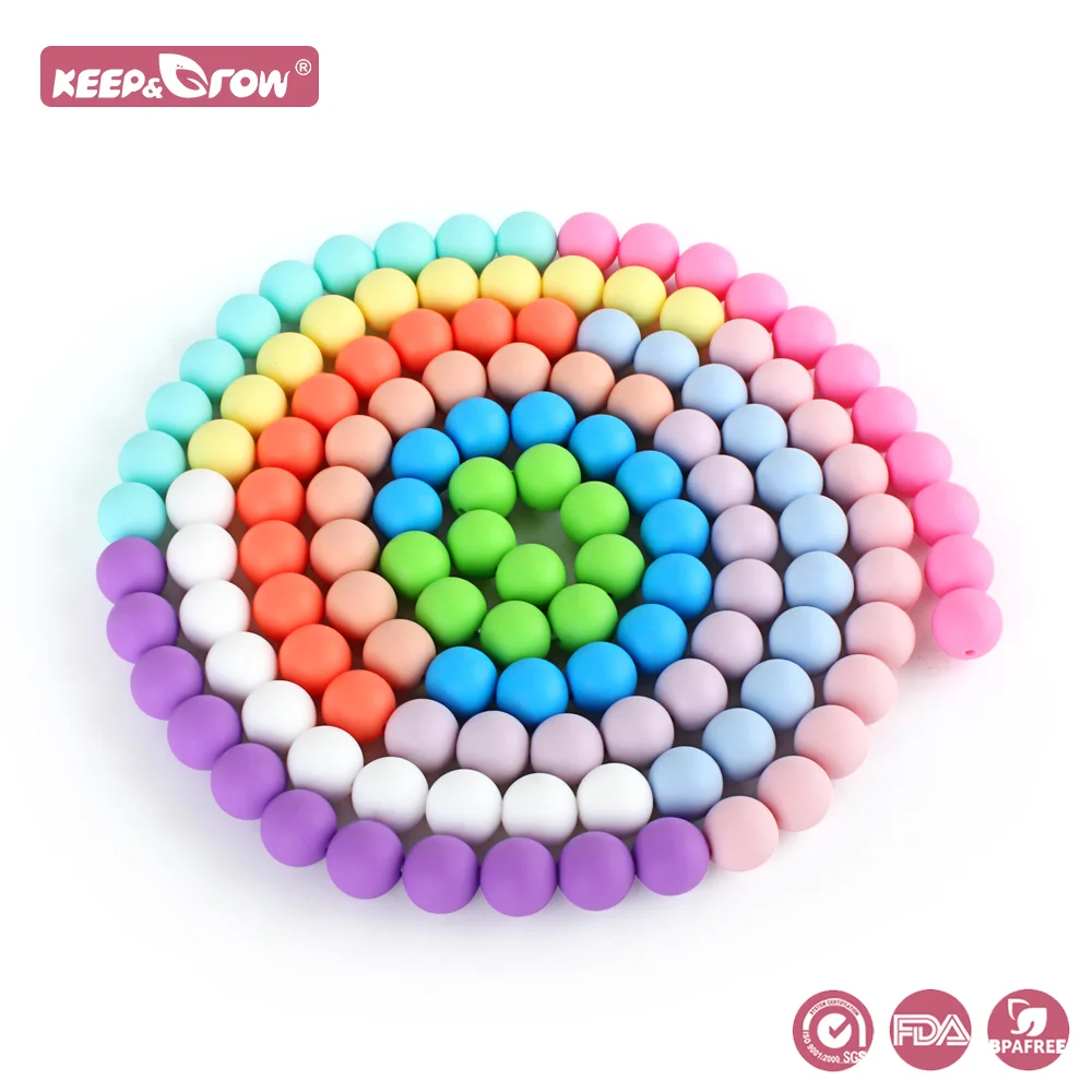 Silicone teething beads 50Pcs 15mm food grade round beads baby teething DIY pacifier chain necklace chewable nursing baby teether toys