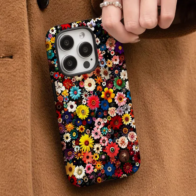 Colorful Floral Case with 2-in-1 Film Shell