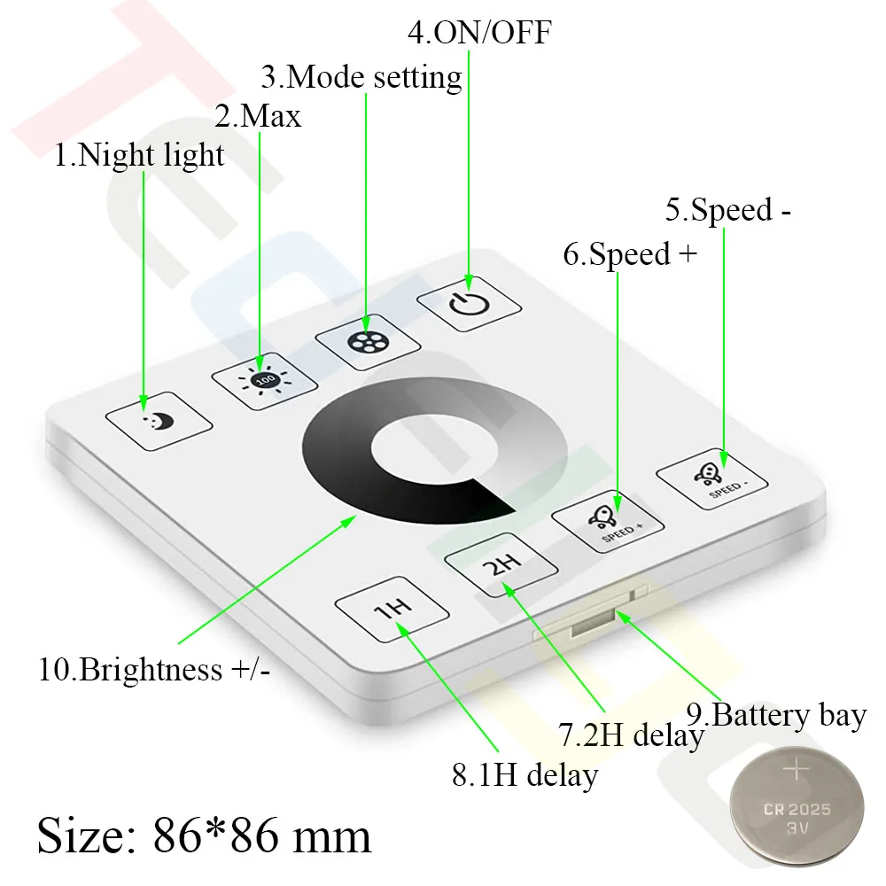 Tedeligo LED Dimmer Switch 433MHz 12V 24V 30A Regulator Adjustable Brightness Controller Wireless Wall Switch for LED Strip Lamp