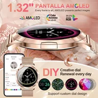 Nouvelle montre connectée ultra-fine pour femme 2026, écran tactile AMOLED HD, appels Bluetooth, mesure de la pression artérielle, étanche IP68, NFC, bracelet 7,3 mm 2