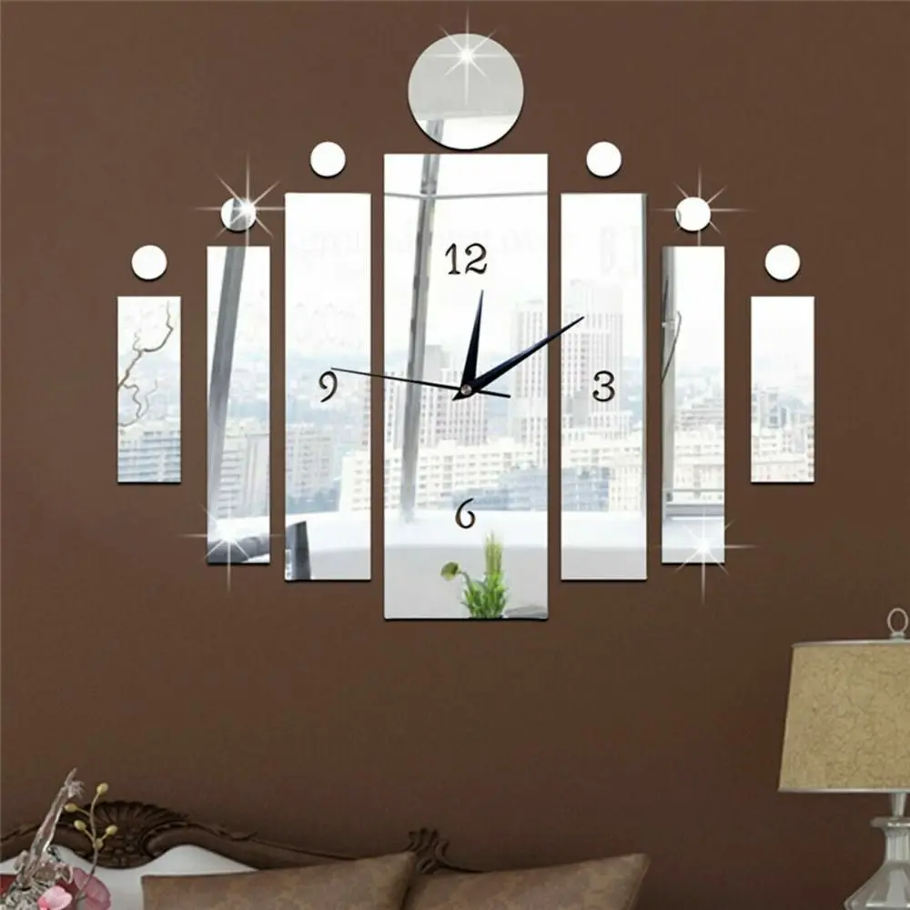 3D Number Mirror Art Clock Wall Watch Sticker Creative DIY Silent Wall Clock Home Room Decor