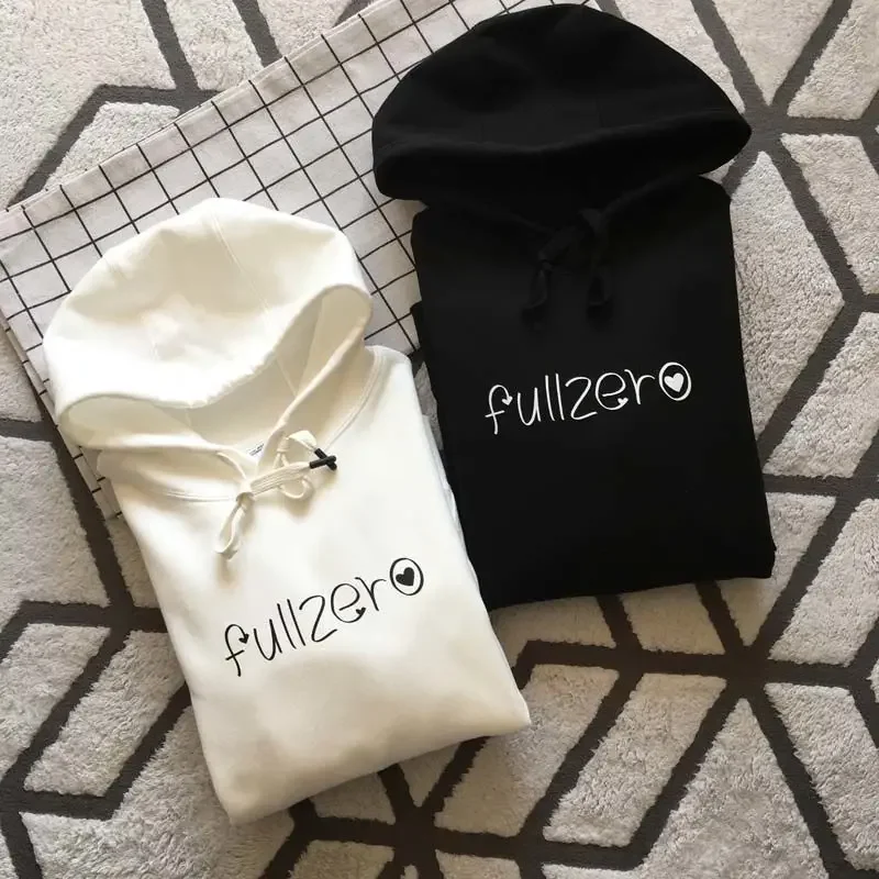 Chaopai Creative Love Text Pattern Casual Coat Pure Cotton Hooded Sweater for Men and Women Matching Couple Dress Personalized