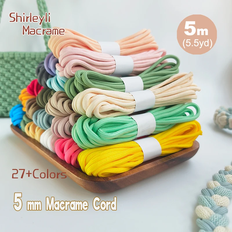 5mm Polyester Braid Rope Lurex yarn 5 meters a bundle DIY Project Small Jewelry Making Macrame Cords