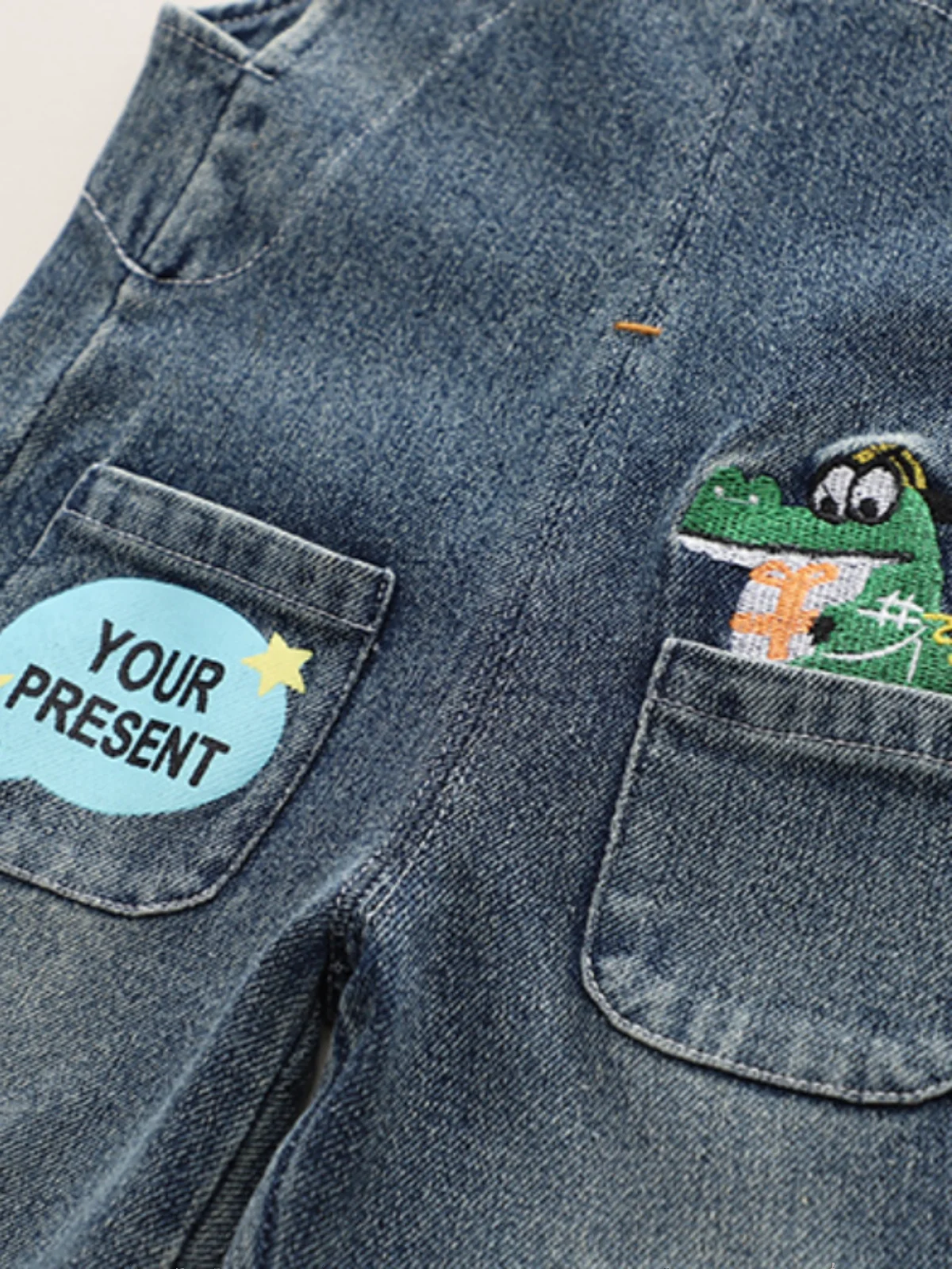 Baby Boys Straps Jeans Spring Autumn New Cartoon Pattern Loose Soft Denim Trousers Korean Casual Children Jumpsuit