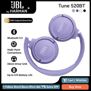 JBL-Casque sans fil Tune 520BT T520BT 100% d'origine, connexion