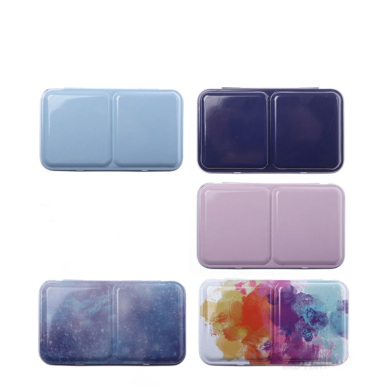 Colorful Empty Palette Case Tins Box Paint Storage Iron Box With 24 Half Pans for Watercolor Paints Painting Art Supplies paint tray color palette watercolor palette