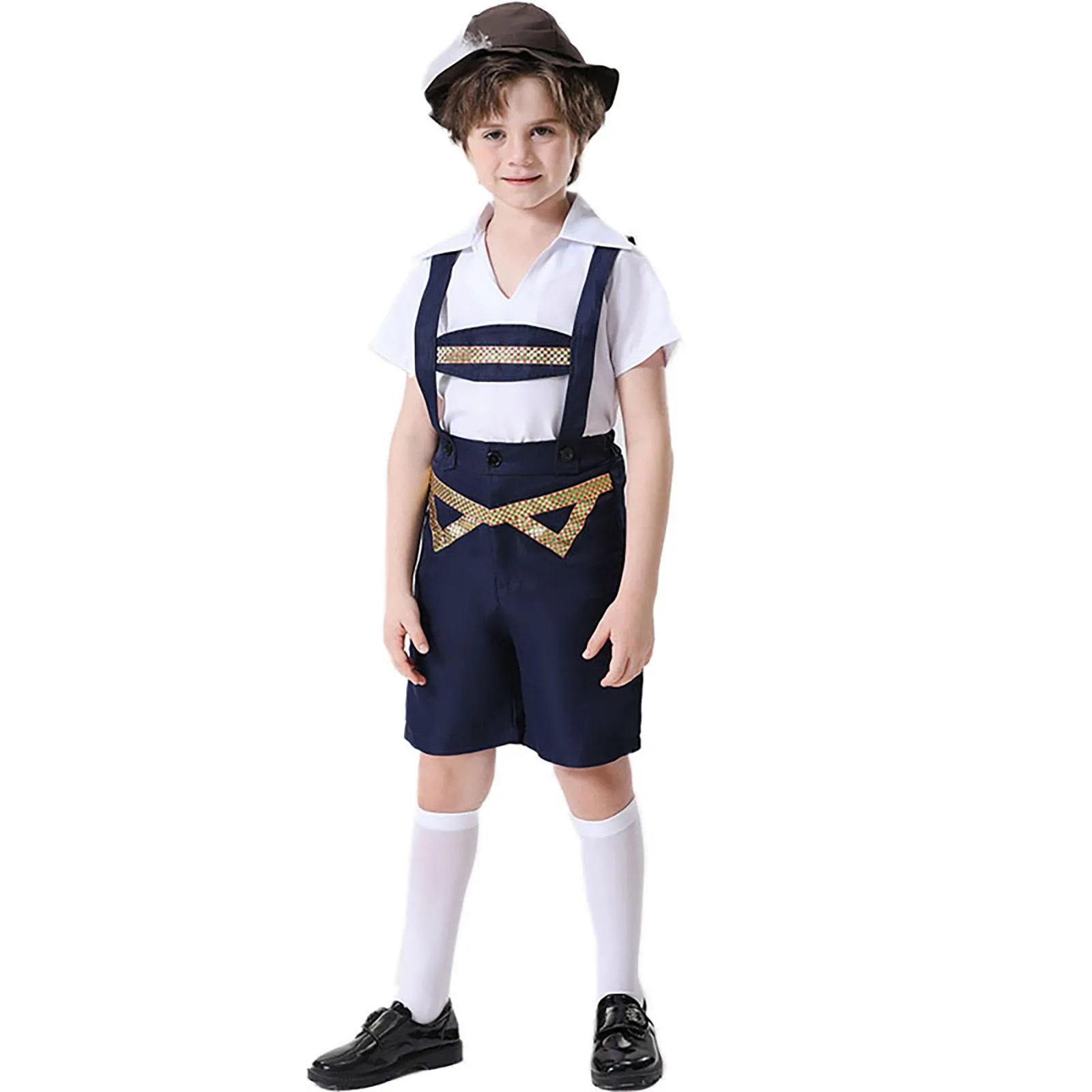 

Детский костюм дирндл для мальчиков на Октоберфест, баварийское пиво, фантазийные костюмы, фантастический наряд с шляпой, традиционные немецкие комплекты одежды