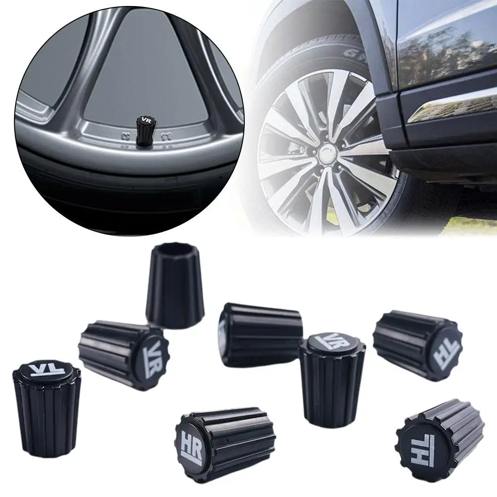 ฝาครอบวาล์วยางรถยนต์ 8 ชิ้น ป้องกันฝุ่น พร้อมลาย VR VL HR HL ผลิตจากพลาสติก ABS อุปกรณ์ตกแต่งรถยนต์ 1