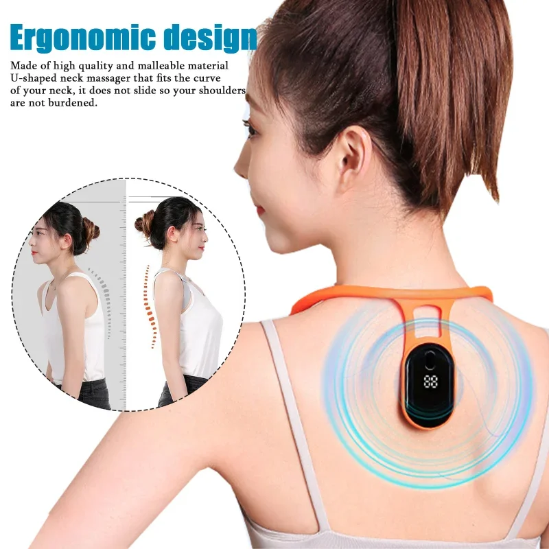 Updated Portable Electric Neck Instrument Ultrasonic Lymphatic Soothing Posture Correction, Neck Massage Cervical Body Shaping updated electric cat massager body health care relax shoulder neck deep tissue head scalp massage kneading vibrating device