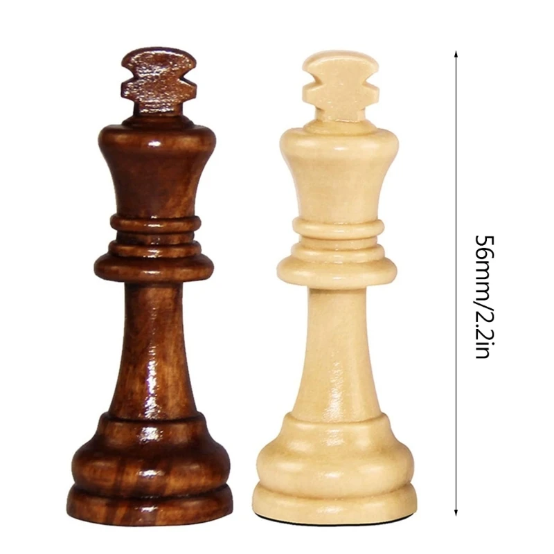 32Pcs Wooden International Chess Pieces with No Board Chess Pieces Replacement Wooden Only , Tournament Wood Chessm